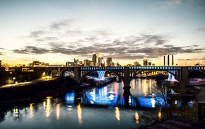 USA, arch, bridge, city, river