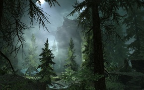 cave, trees, The Elder Scrolls V Skyrim, screenshots, video games