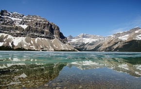 mountain, lake