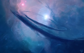 nebula, JoeyJazz, space, blue, space art