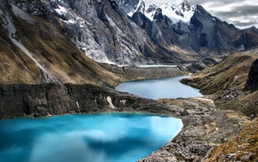 Peru, mountain, reflection, nature, lake, clouds
