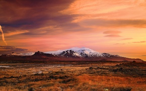 snow, sunset, landscape, nature, tundra, Iceland