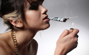 smoking, model, dollars, face