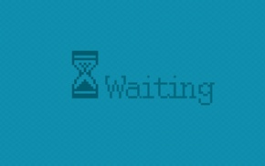 hourglasses, pixels, waiting, blue background, minimalism