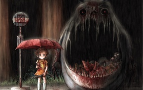 rain, gore, Studio Ghibli, Totoro, My Neighbor Totoro, horror