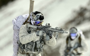 winter, FN SCAR, Navy SEALs, snow, Mk 18 Mod 0, military