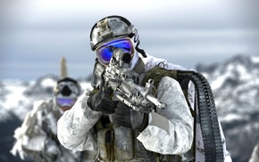 military, Navy SEALs, snow, M249 SAW, winter