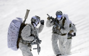 Navy SEALs, military, FN SCAR, winter, snow, Mk 18 Mod 0