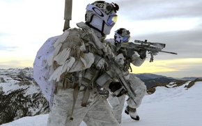 military, winter, Navy SEALs, Mk 18 Mod 0, snow, FN SCAR