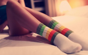 socks, in bed, legs, girl