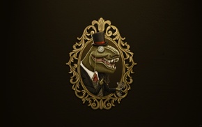 glasses, suits, T, Rex, minimalism, brown background