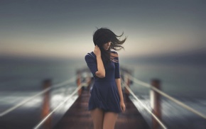 nature, model, clouds, brunette