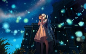 anime girls, stars, night, Hatsune Miku, Vocaloid