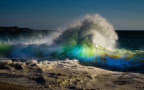 nature, landscape, yellow, waves, green