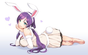 bunny ears, anime girls, aqua eyes, Toujou Nozomi, twintails, anime