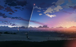 contrails, drawing, 5 Centimeters Per Second, Makoto Shinkai, anime