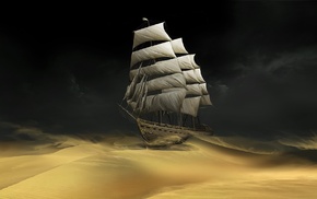 sand, ship, Tintin, boat, drawing, desert