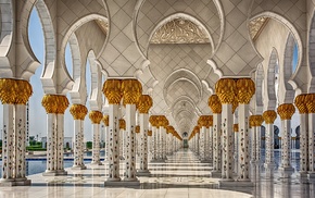 pillar, architecture, United Arab Emirates, arch, tiles, mosques