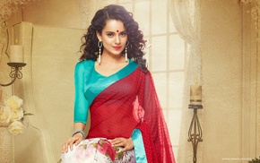 girl, celebrity, saree, bindi, Kangna Ranaut