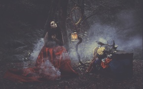 brunette, girl, model, witch