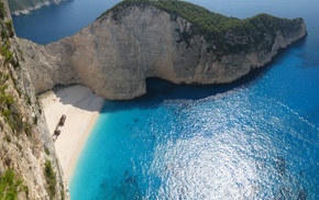 cliff, sea, beach