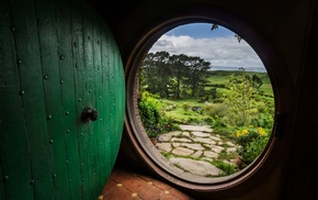The Lord of the Rings, The Hobbit, The Shire, Bag End, door, nature