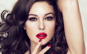 lipstick, girl, Monica Bellucci, brunette, red lipstick, model