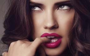 sensual gaze, girl, blue eyes, brunette, Adriana Lima, model
