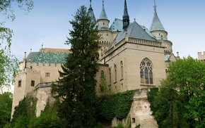 landscape, tower, architecture, castle, Slovakia, trees