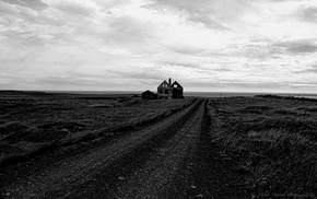 landscape, overcast, ruin, Iceland, coast, sea