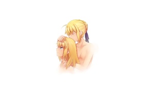 Saber, simple background, blonde, Fate Series