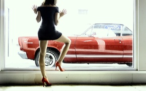 high heels, legs, car, model, vehicle, girl