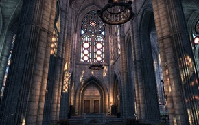 The Elder Scrolls Online, church, quadruple monitors, cathedral