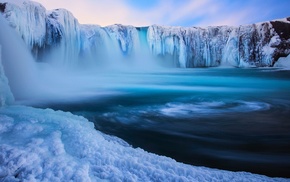 ice, winter, nature, landscape, waterfall