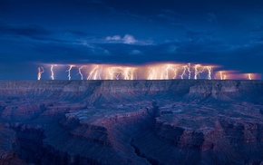 lightning, desert, landscape