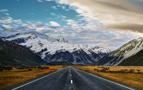 road, nature, clouds