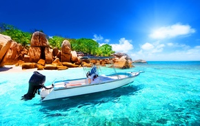 boat, sea, Seychelles, nature