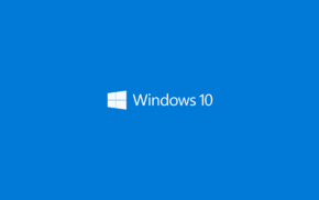 Windows 10, blue, window, minimalism, logo, technology