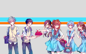 Ayanami Rei, Kaworu Nagisa, anime girls, Makinami Mari Illustrious, Ikari Shinji, Asuka Langley Soryu