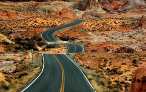 desert, landscape, road