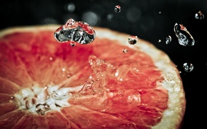 water drops, macro, grapefruits