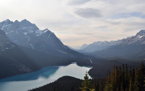 mountain, lake