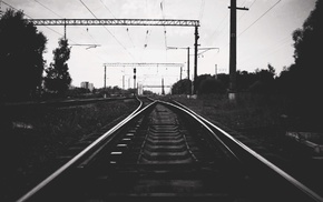 railway, monochrome