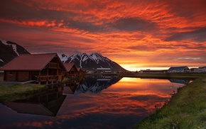 lake, mountain