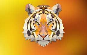 tiger, digital art, orange, animals, low poly, triangle
