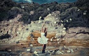 girl, model, white dress