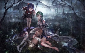 anime girls, Touhou, umbrella, artwork