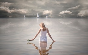 sea, girl, model