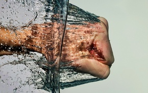 abstract, hand, water