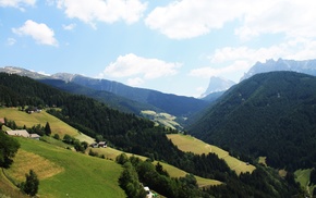 mountain, green, forest, landscape